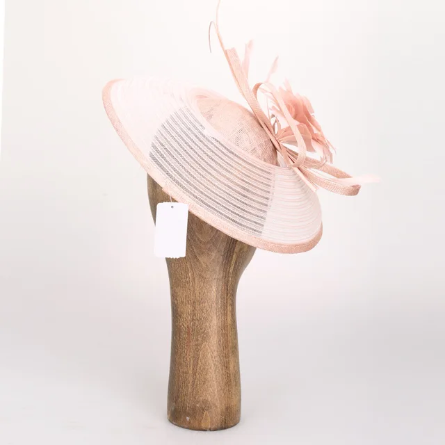 Wholesale light pink feather flower Party dresses cinamay fascinators
