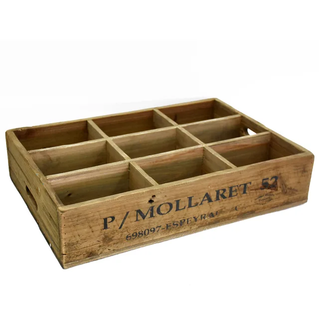 Multifunctional 12-grid vintage wooden storage divider box