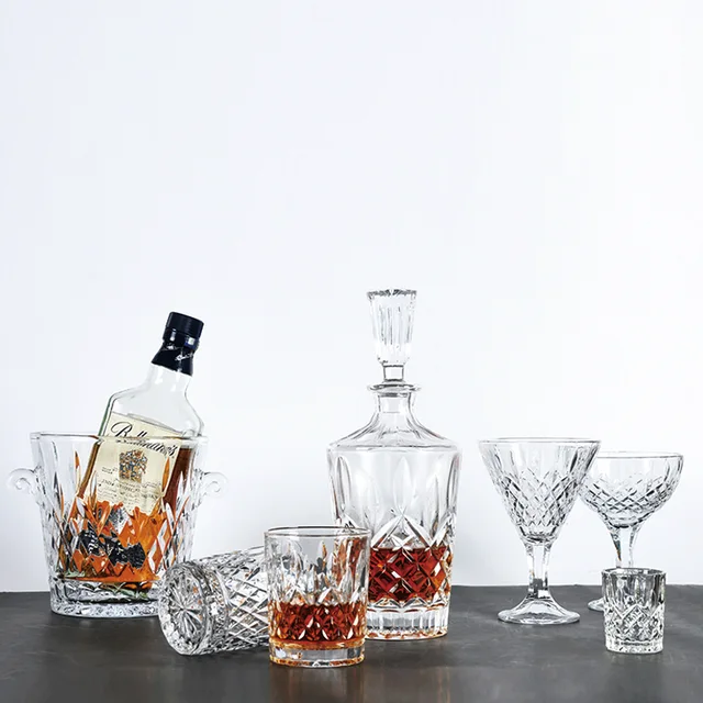 Harding glass decanter/tumbler/highball/stemware/shot glass/ice bucket/jug/plate