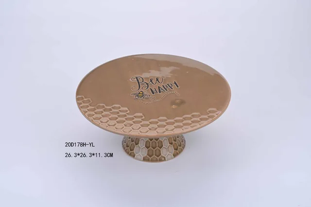Embossed honeycomb bee cake holder with silk printing