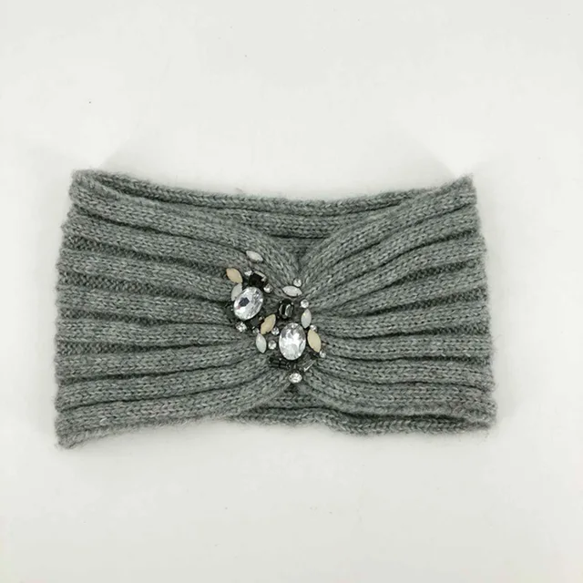 Autumn and Winter acrylic knitting simple headband with decoration