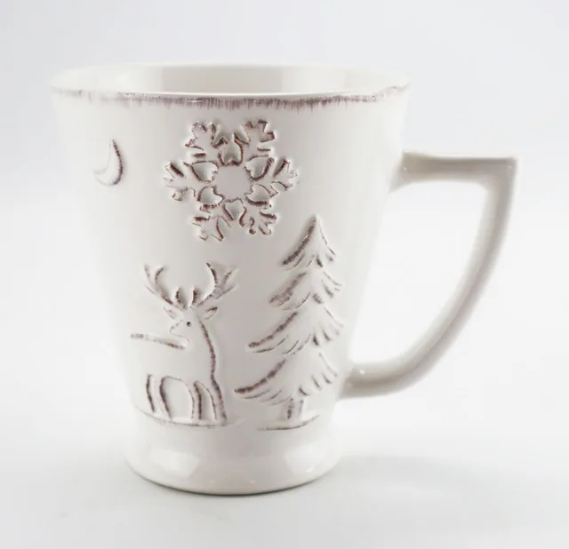 Embossed design with antiqued white glazed finish cup,mug