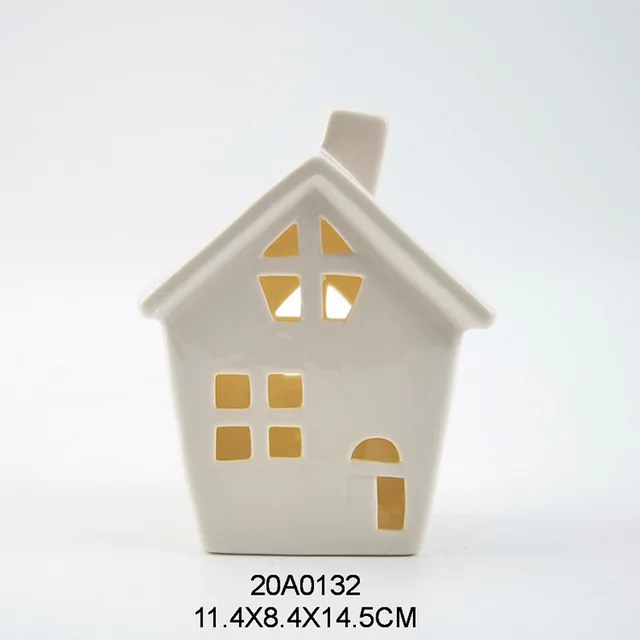Ceramic porcelain hollow out LED light Christmas house table decors