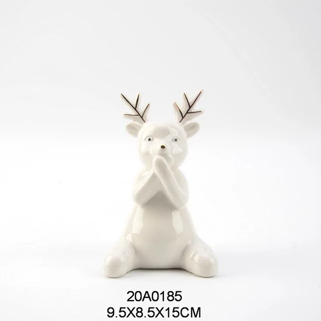 Ceramic porcelain hollow out LED light Christmas reindeer table decors
