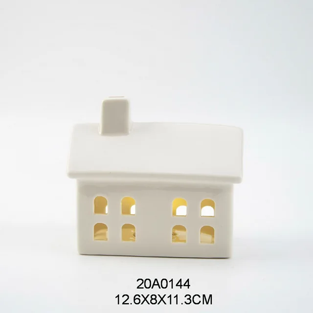 Ceramic porcelain hollow out LED light Christmas house table decors