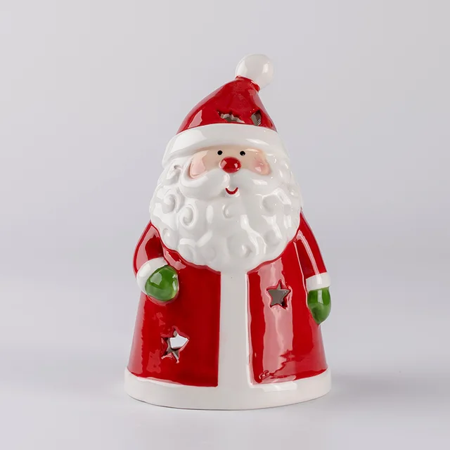 Ceramic christmas santa claus tealight holder christmas candle holder