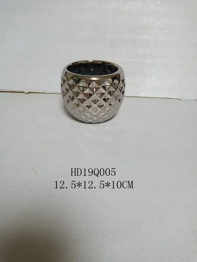 Garden geometric design golden silver ceramic plant pot