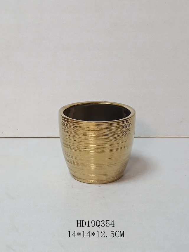 Fashion design gold-plated and silver-plated ceramic plant pot