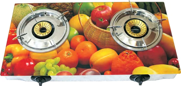 Table glass double burner gas stove