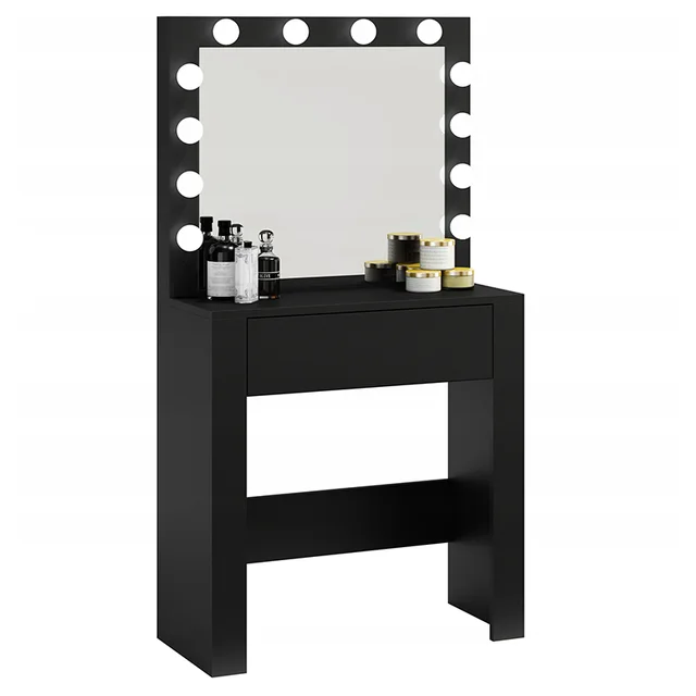 Black Makeup Dresser Desk Dressing Table with LED light and mirror