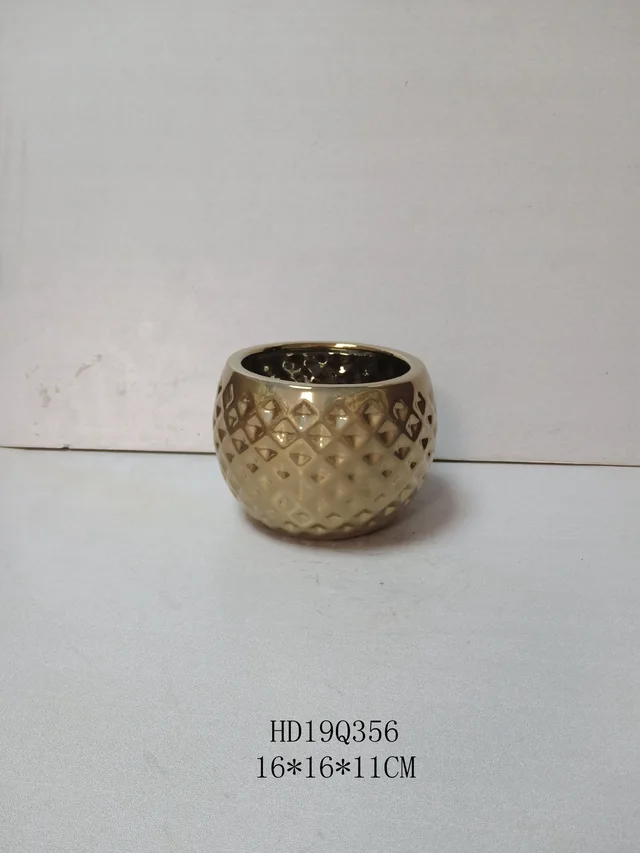 Hot sale geometric design golden silver ceramic pot