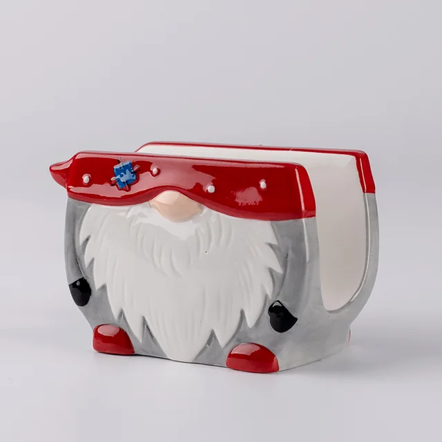 Ceramic santa claus shape napkin holder for table decoration ceramic christmas tableware