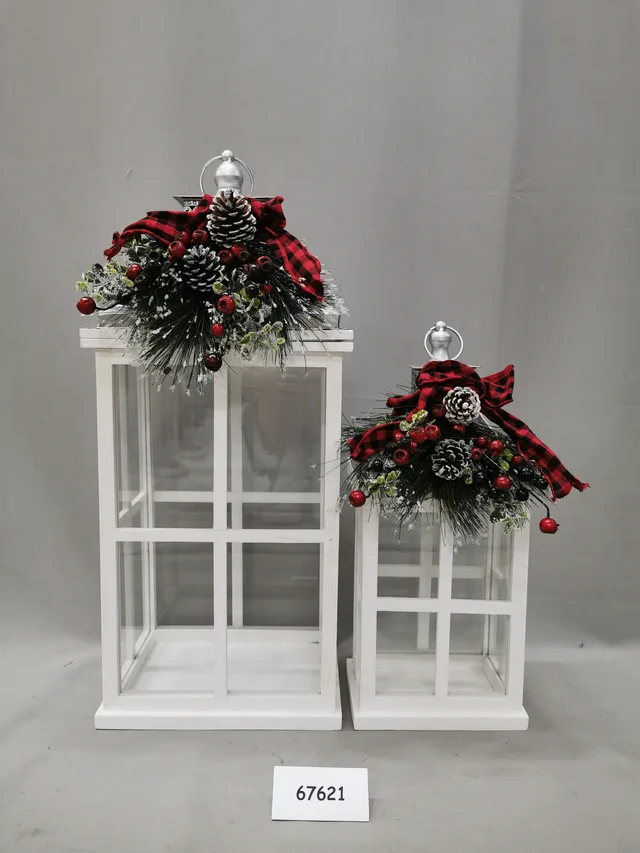 Christmas wooden metal lantern