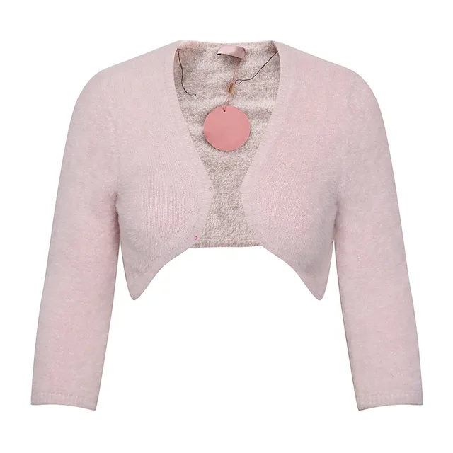 Polyamide fleece cardigans ladies long sleeve short cardigan sweater for woman