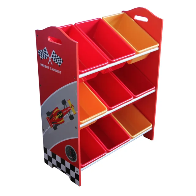 Wooden Kids Storage Shelf with Plastic bins