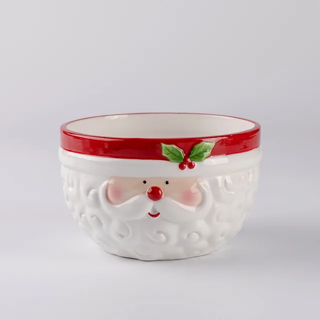 Ceramic santa claus shape soup bowl christmas bowl for salad