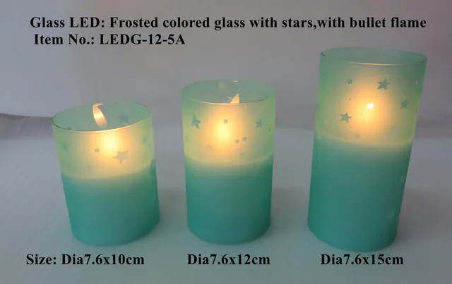 Frosted colored glass with stars LED-bullet flame