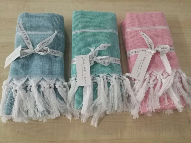Low price stripe tassel Turkish cotton beach towel