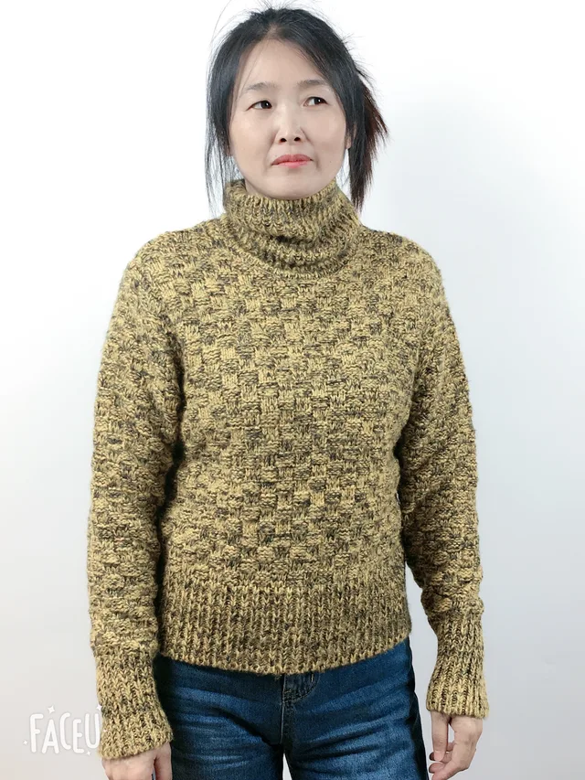 Ladies'high neck long sleeve knitted jumper