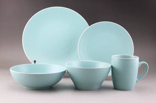 Stoneware embossed dinner set