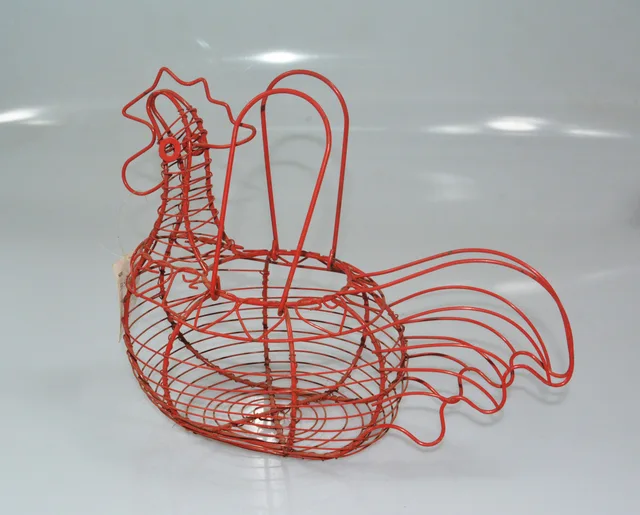 Easter chicken shape decorative metal wire gift basket egg storage