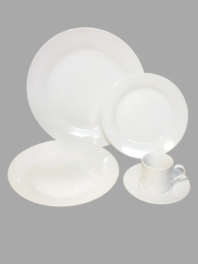 30-Piece White Porcelain Tableware