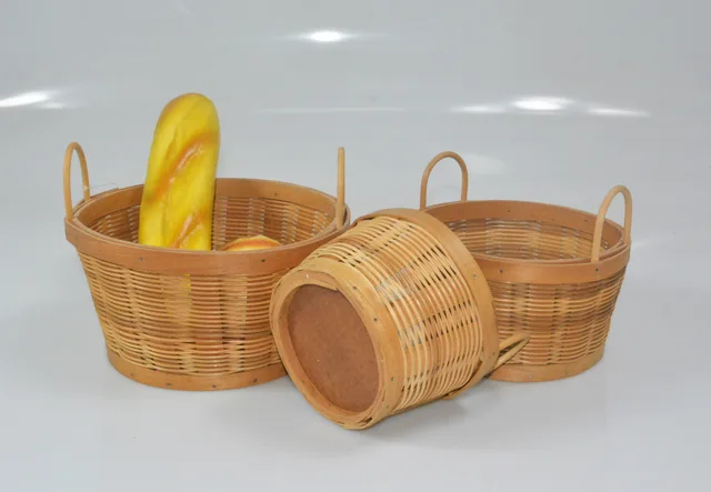 Christmas Wood chip natural rattan woven basket set of 3