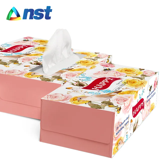 180 sheets OEM 18*19cm virgin wood pulp box facial tissue paper