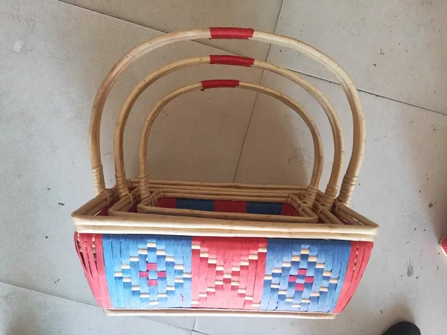 Hand-made wicker flowers baskets
