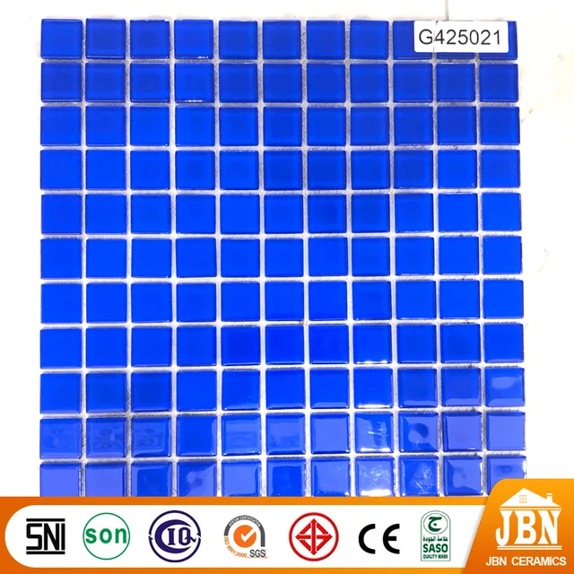 25x25mm Home Decoration China New Design Blue Swimming Pool GlassMosaics Bathroom Wall Tile
