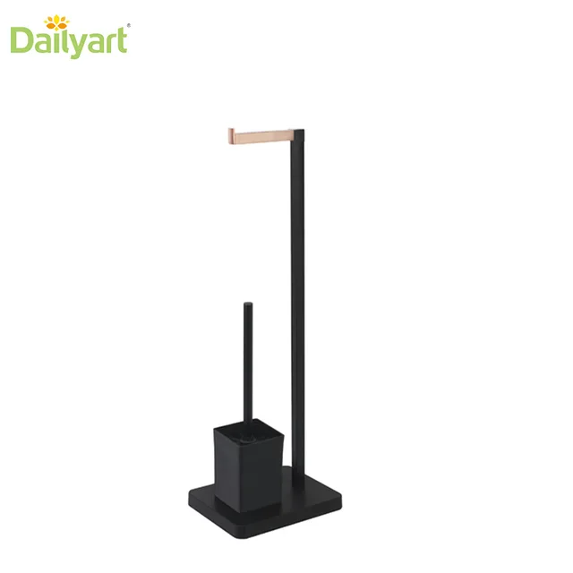 Stainless steel bathroom paper holder with toilet brush