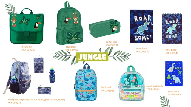 TheJungle series stationery set Bag/pen bag/notepad/lunch bag/water cup