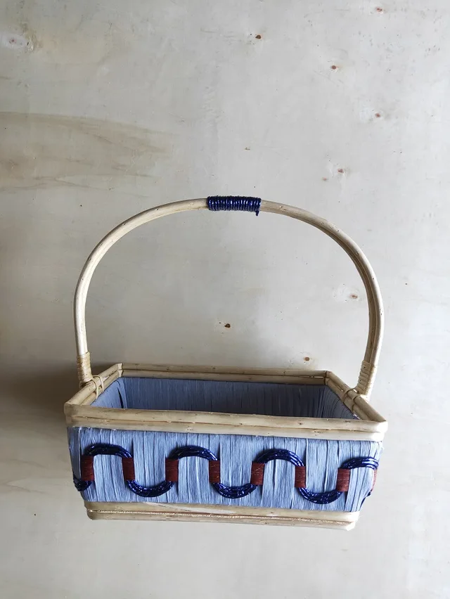 Hand-made wicker flowers baskets