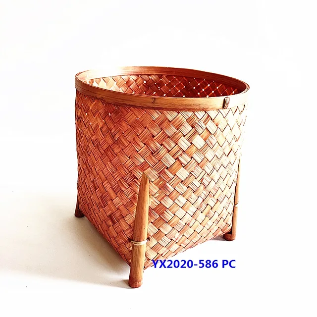 Round bamboo flower basket