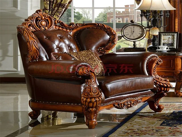 Sofa, leather sofa, mahogany sofa
