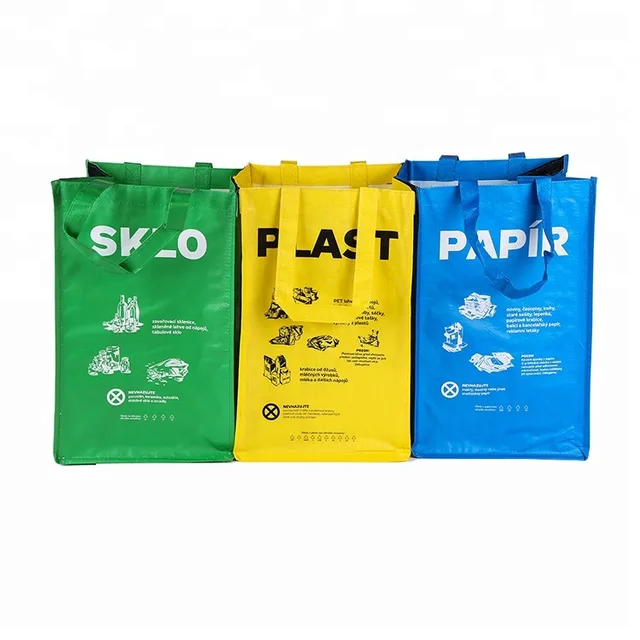 Rectangular garden customized logo printed reusable PP woven bag tote garbage bags