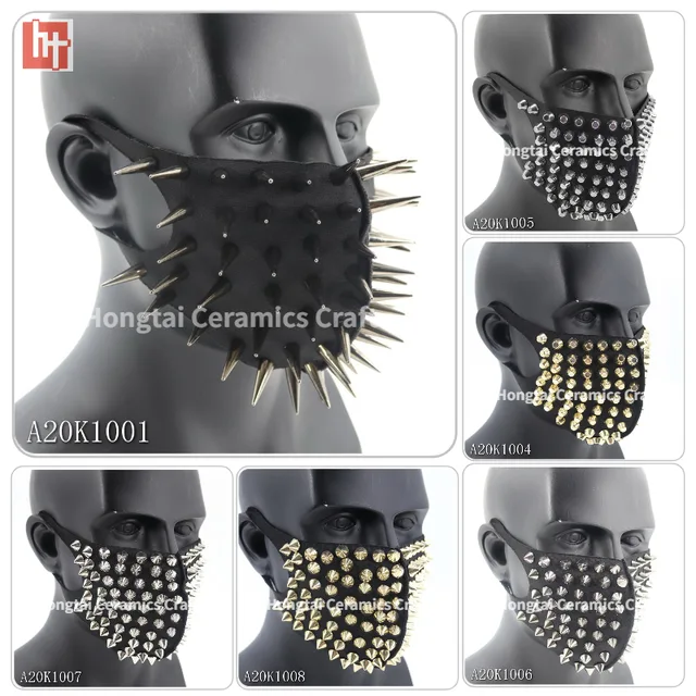 Face mask with spikes half face halloween party mask