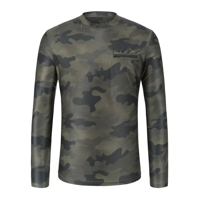 Summer/autumn long lasting odor free men's warp nylon knit chest zip ls tee for outdoor sports