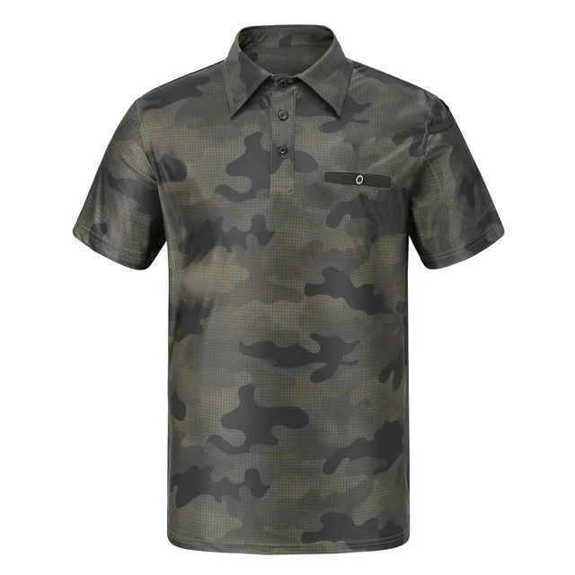 Summer/spring cold feeling, long lasting odor free men's button chest pocket warp nylon knit ss POLO tee for outdoor sports