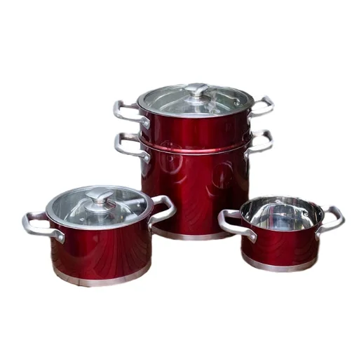 Straight Shape High Quality Kitchen Pot Sets 6 Pcs Triply Stainless Steel Cookware New Design Cooking Pots Set