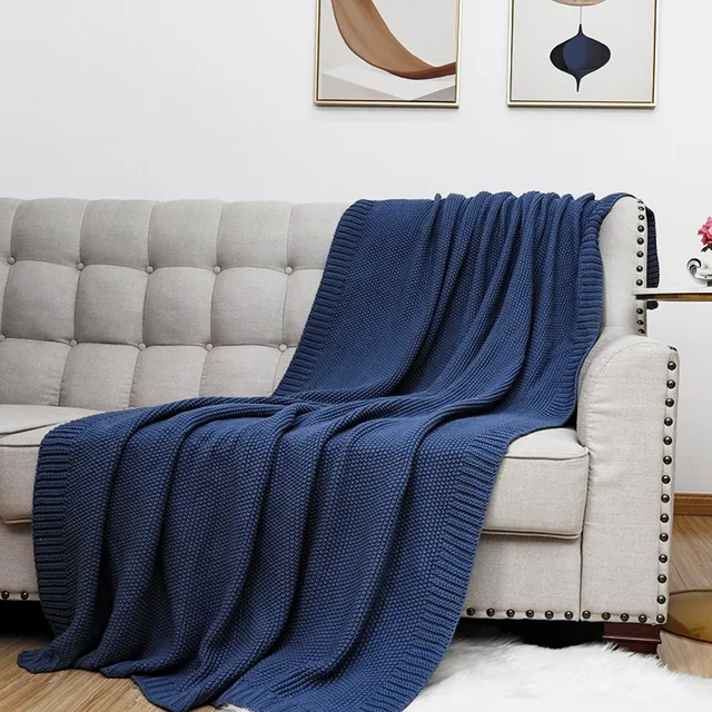 China factory seller knitted acrylic throw blanket 100% acrylic kiniited blanket