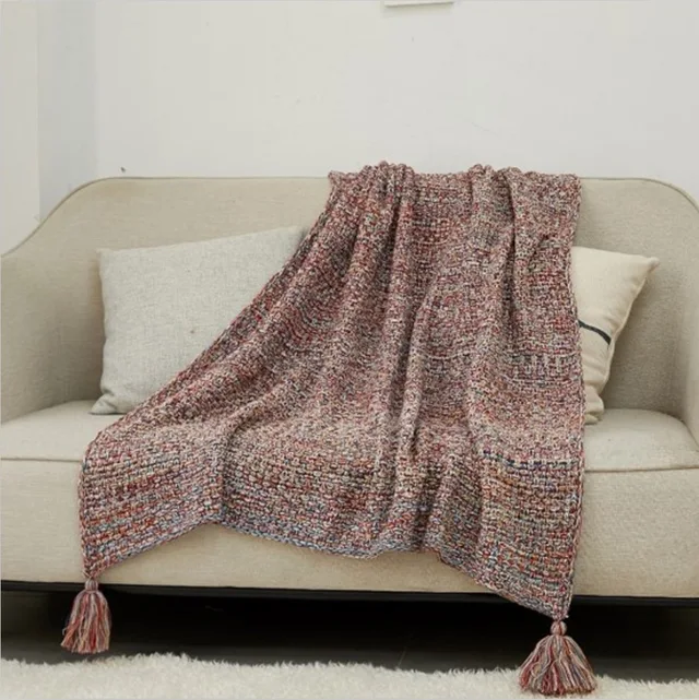 Hot sales super soft chunky acrylic tube yarn thick knitted throw blanket blanket acrylic