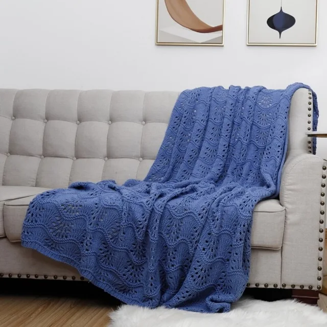 China factory seller knitted acrylic throw blanket 100% acrylic kiniited blanket