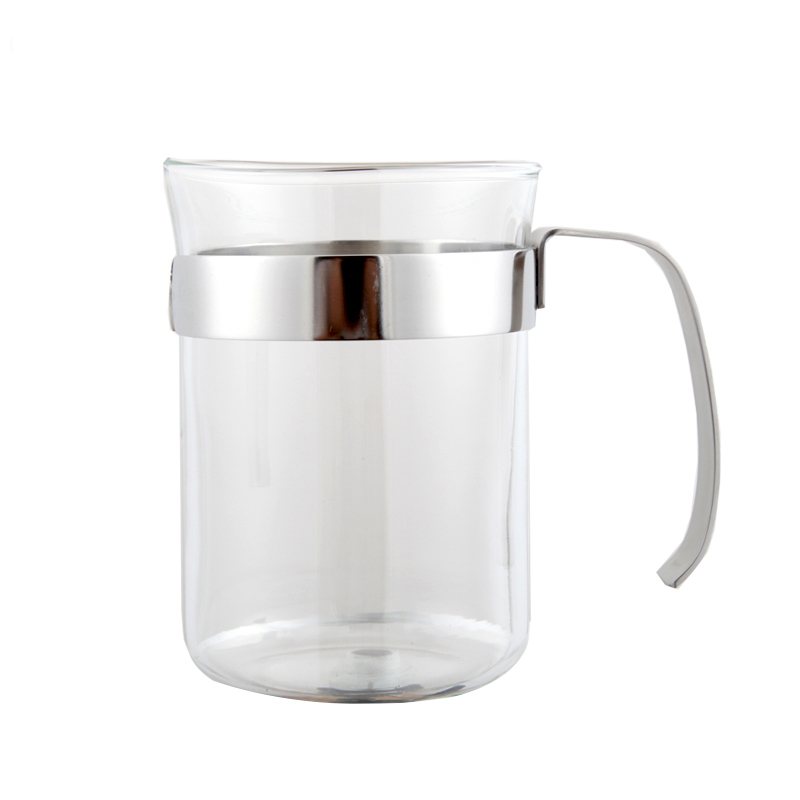Borosilicate glass tea cup with stainless steel handle clear coffee mug tea glasses