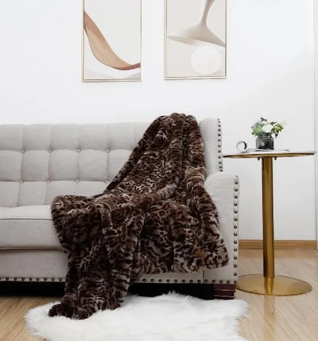 Decosy High Density Rabbit Fur Printed Throw Blanket