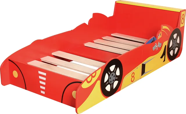 Wooden Race Car Junior Bed For 140*70cm Mattress