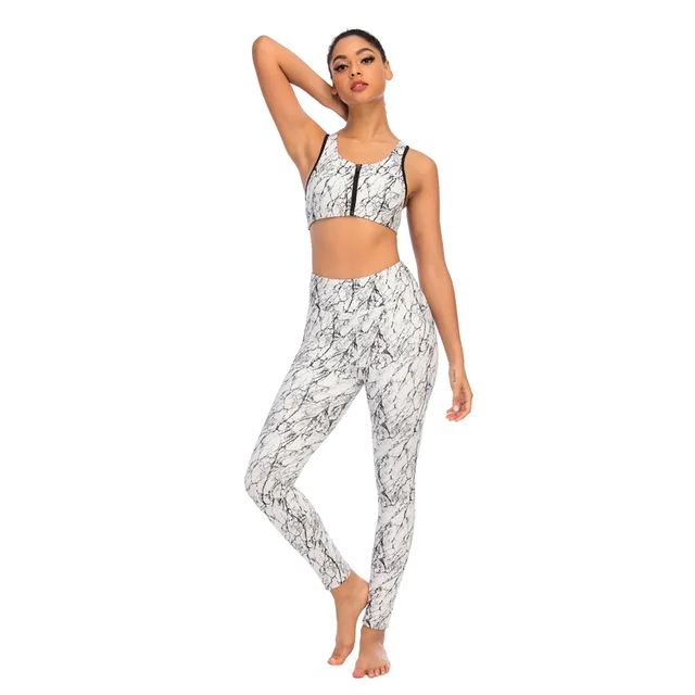 Women's sport pant fitness legging high waist-crack print poly/spandex(