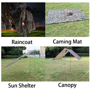 Camping outdoor multifunctional raincoats camping mats sun shelters canopy