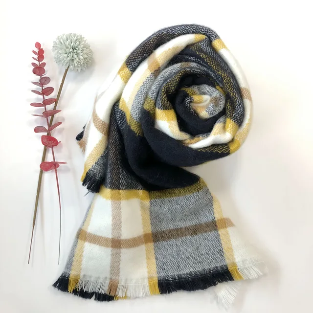 Awfw-210029 Ladies Mid Weight Supersoft Check Woven Scarf