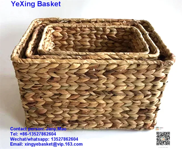 Water hyacinth basket s/3